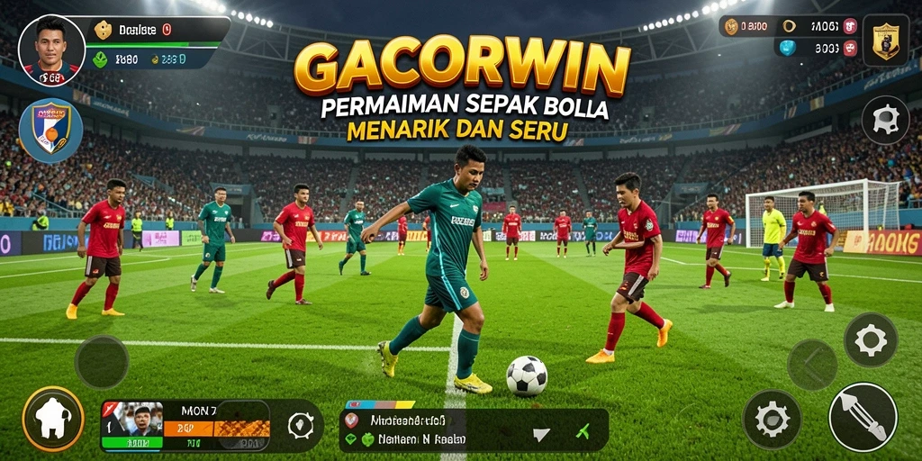 Tampilan gameplay GACORWIN yang penuh aksi dan strategi sepak bola.