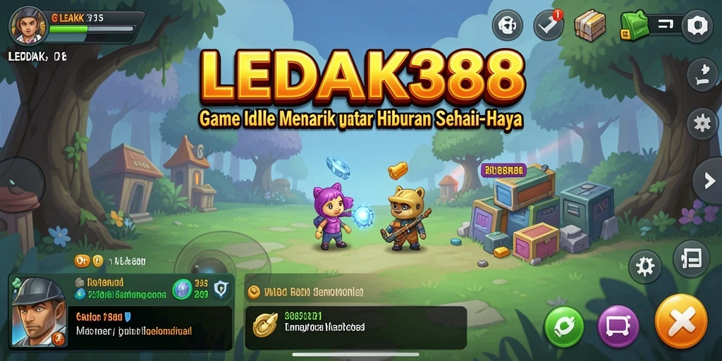 Screenshot gameplay LEDAK388 menampilkan aksi seru dari karakter yang mengumpulkan sumber daya.