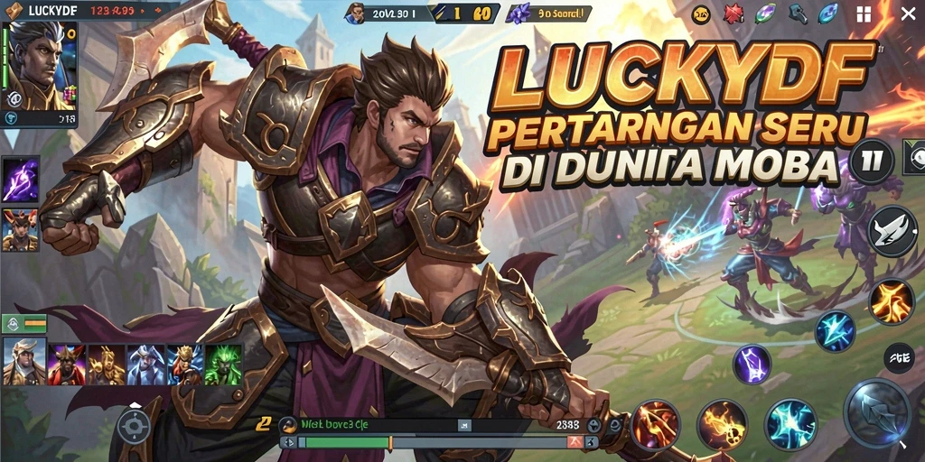 Tampilan gameplay seru LUCKYDF saat pertarungan tim berlangsung.