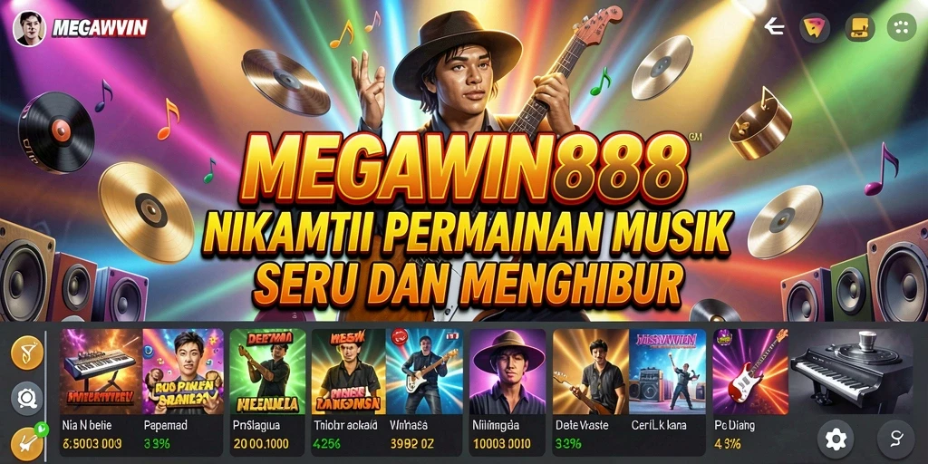 Gameplay seru MEGAWIN888 dengan irama musik yang menggugah semangat.