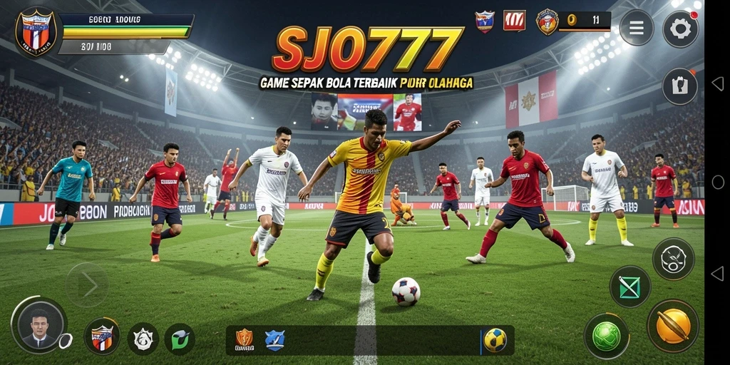 Tangkapan layar utama SJO777 menampilkan aksi pertandingan sepak bola yang mendebarkan.
